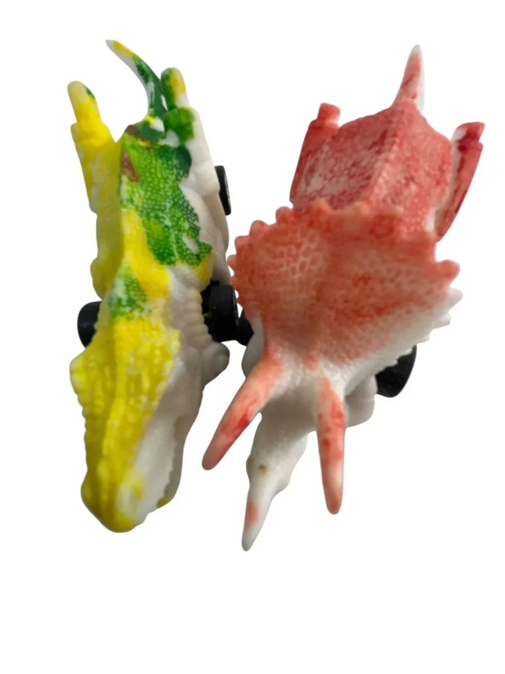 Friction Kids Toy Dinosaurs Set of 2 Multicolored Orange/Green/Yellow Push/Relea